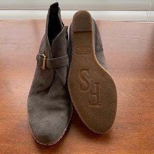 Gray Suede Ankle Bootie With Buckle size 8.5